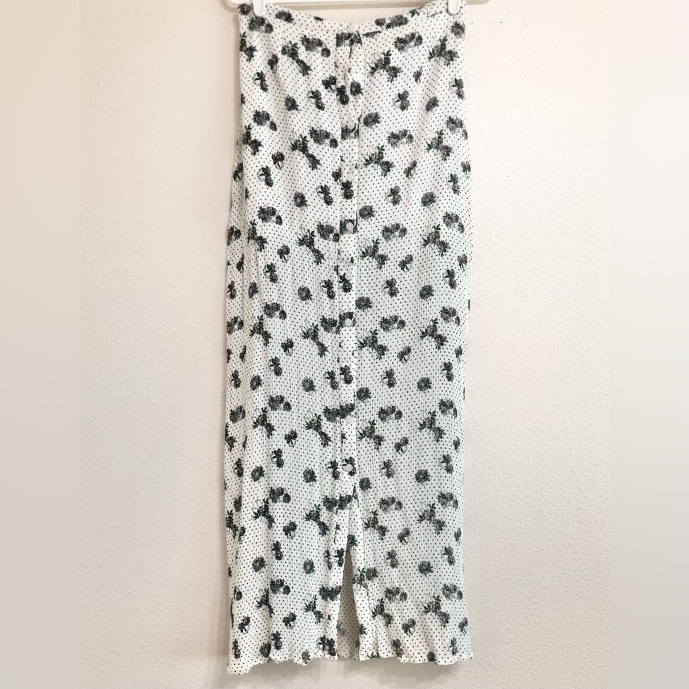 Volcom White and Black Floral Maxi Skirt